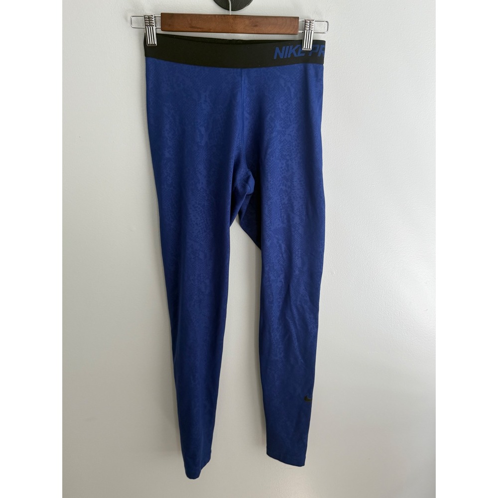 Nike Pro Dri-FIT Womens Blue Snakeskin Print Compression Leggings Size S